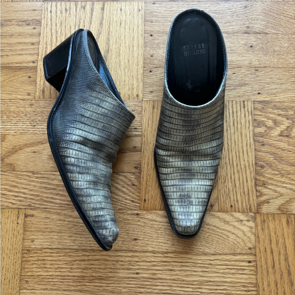 Stuart Weitzman Faux Croc Cowboy Mules 8